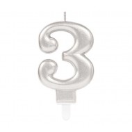 Silver Sparkles Number 3 Age Candle 